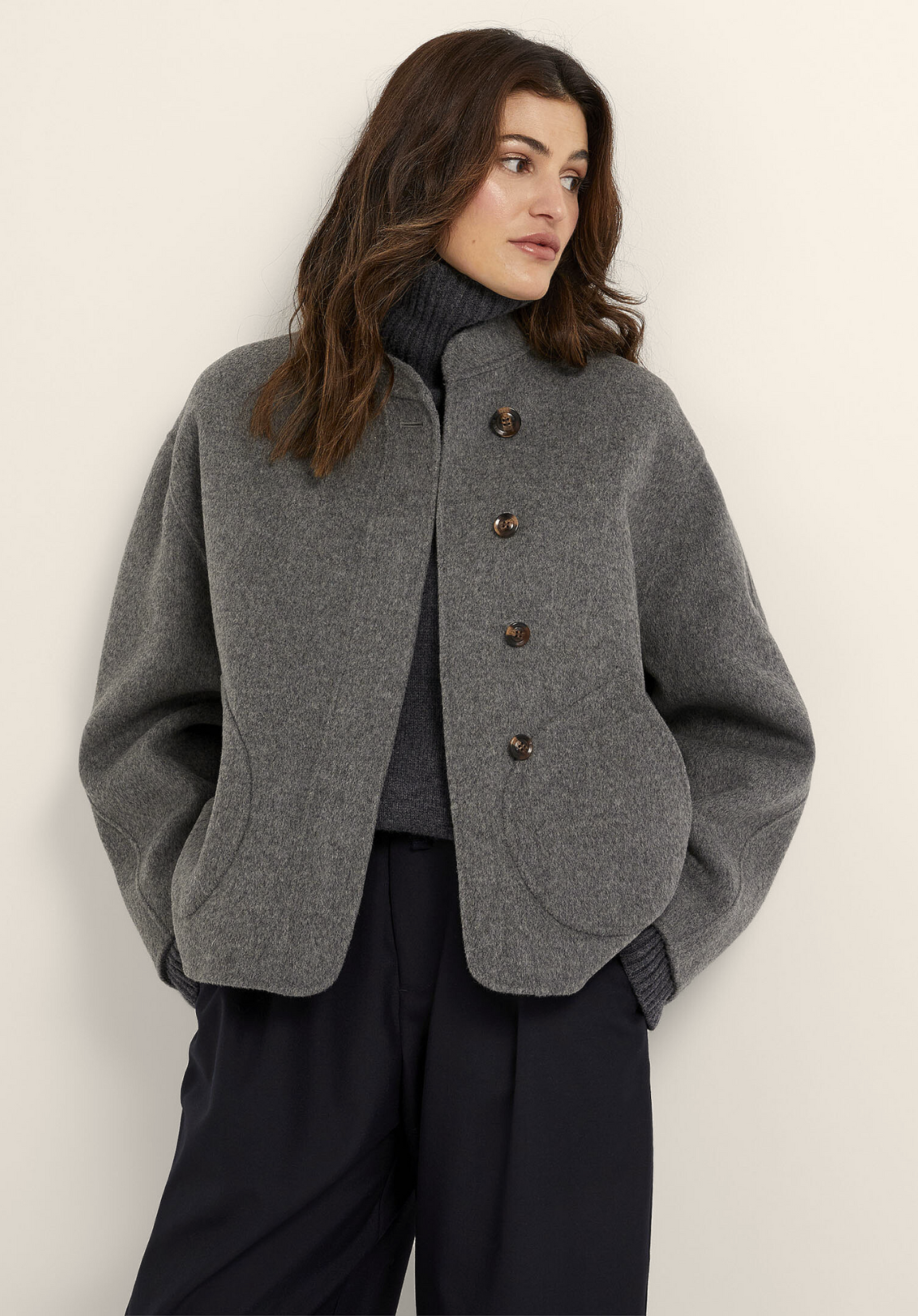 Brushed Cropped Coat