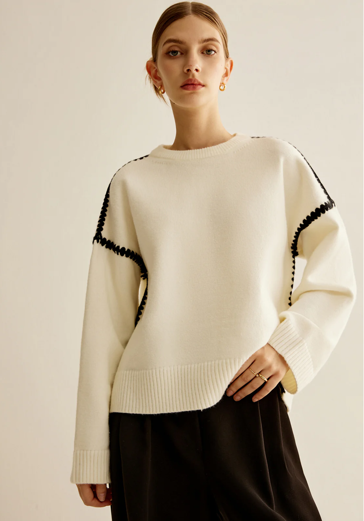 Contrast Knit Sweater