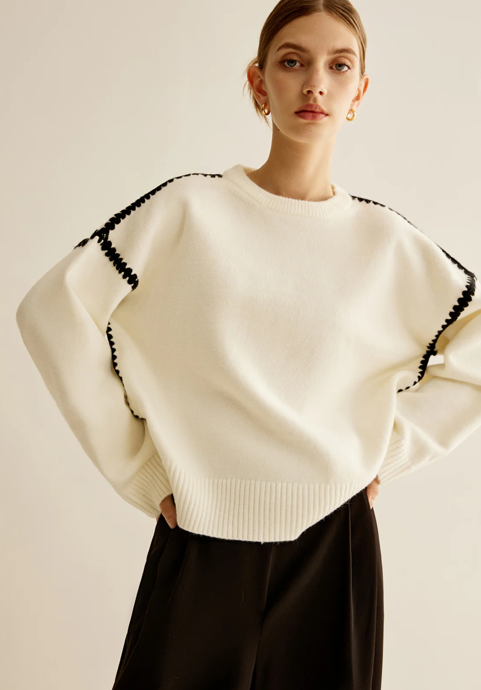 Contrast Knit Sweater